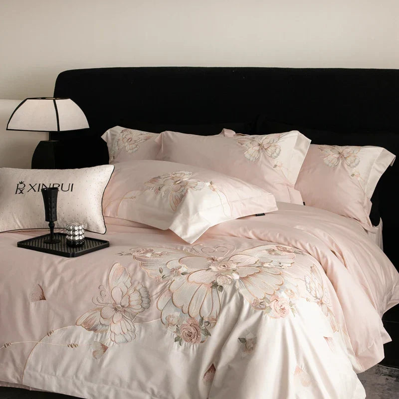 Butterfly Embroidery Cotton Bedding 800TC Queen