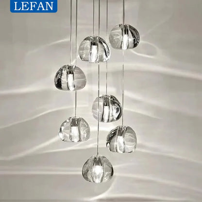 Modern Crystal Ball Pendant Light in Silver Iron