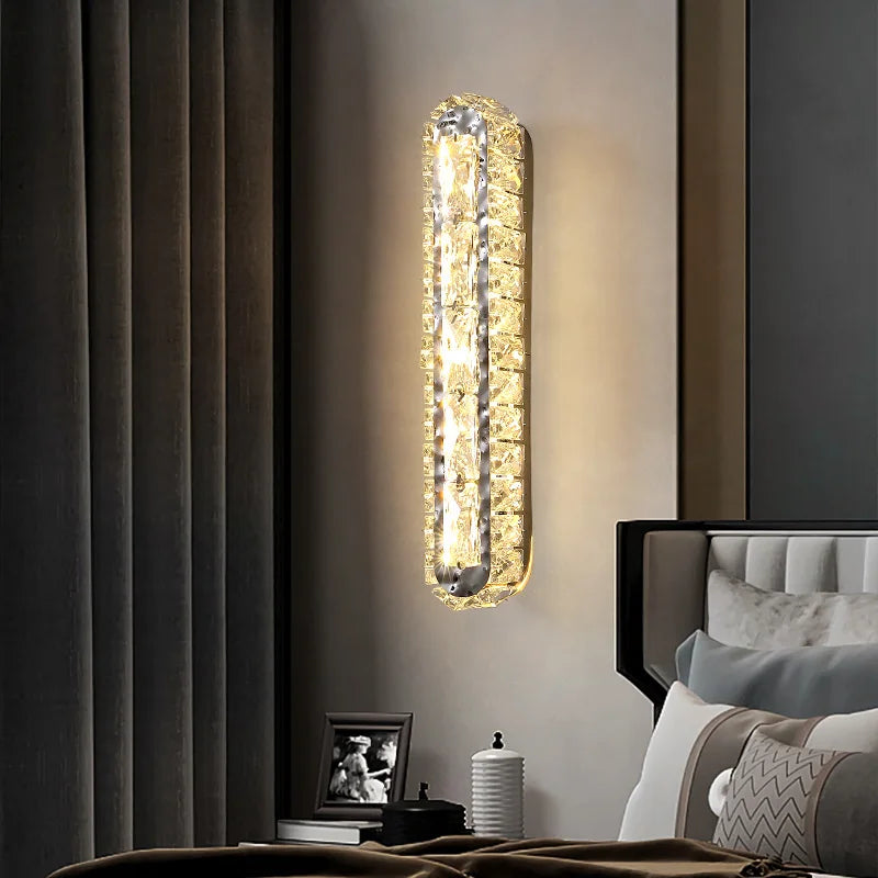 Apliques de pared DecorBites™ Crystal LED plateados | Diseño nórdico moderno para dormitorio y comedor