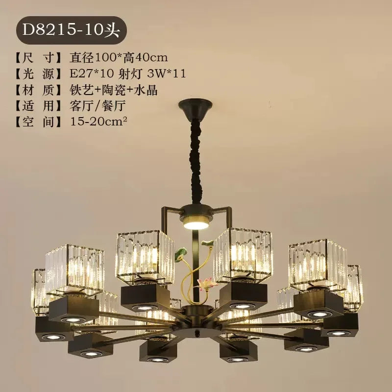 DecorBites™ Crystal Dining Room Chandelier with Spotlights for Hotel Club Ballroom