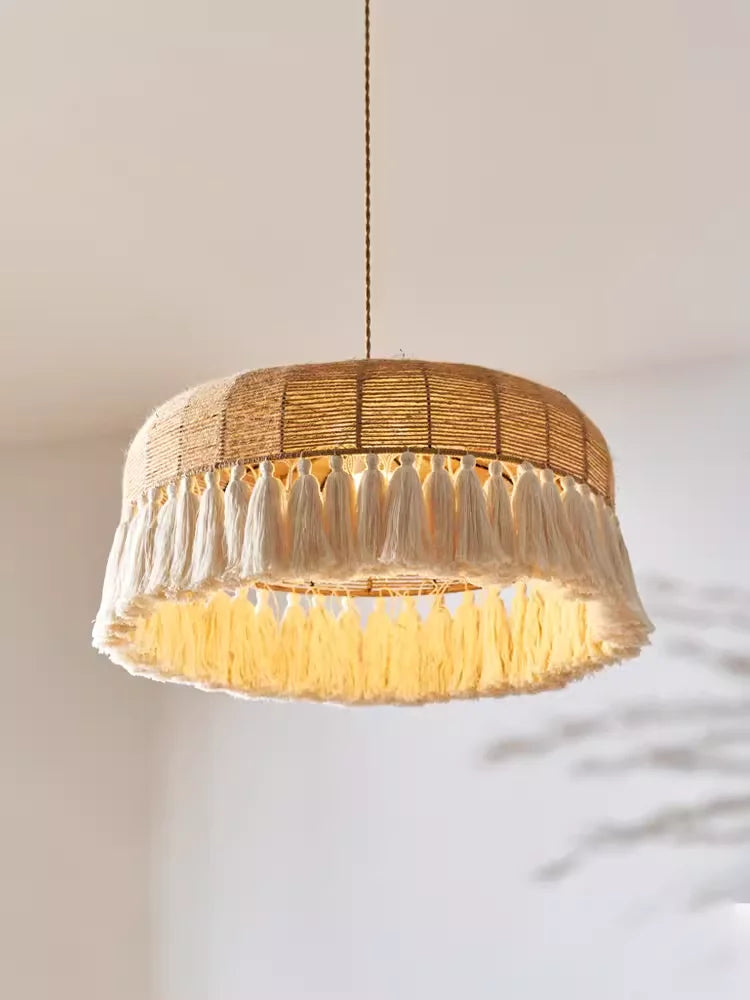 DecorBites™ Hemp Rope Ceiling Chandelier: Japanese-Inspired Twine Pendant Lights for Home Decor