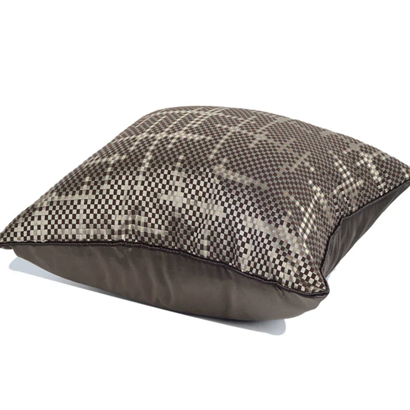 DecorBites™ Brown Geometric Random Braided Square Pillow Cover - Wabi Sabi Style Collection