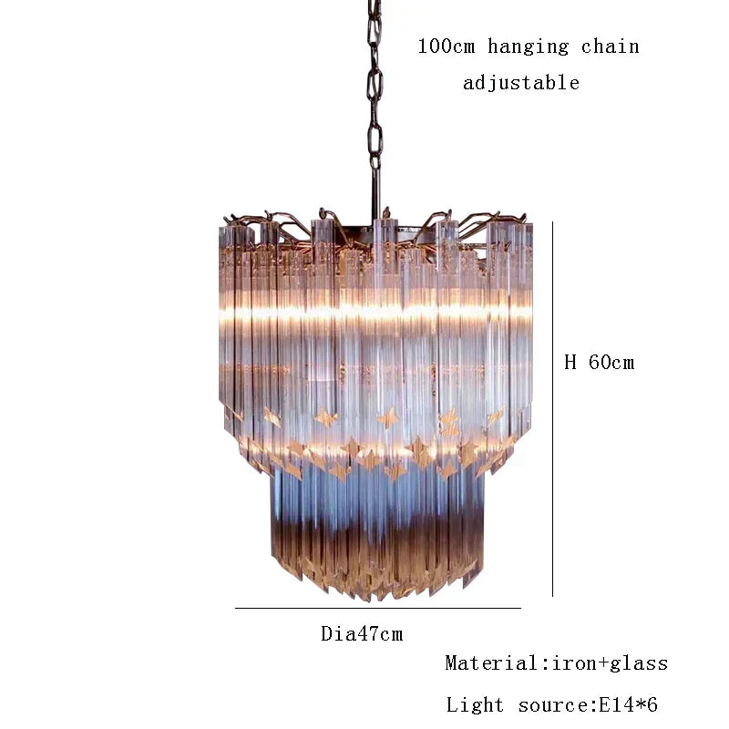 DecorBites™ 2025 Pink Glass Chandelier: Classic Kitchen & Living Room Lighting