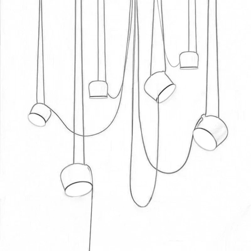 Lámpara colgante LED DecorBites™ Black Drum para cocina y restaurante - Lámpara de techo industrial tipo araña