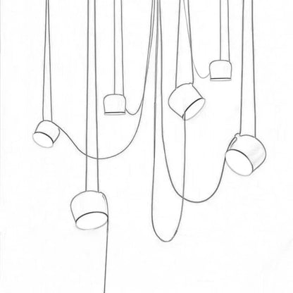 Lámpara colgante LED DecorBites™ Black Drum para cocina y restaurante - Lámpara de techo industrial tipo araña