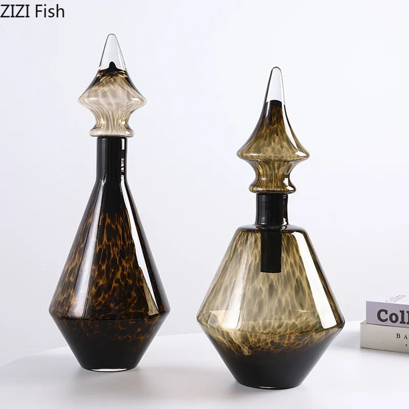 DecorBites™ Leopard Print Glass Vase: Creative Flower Arrangement for Aesthetic Room Decor