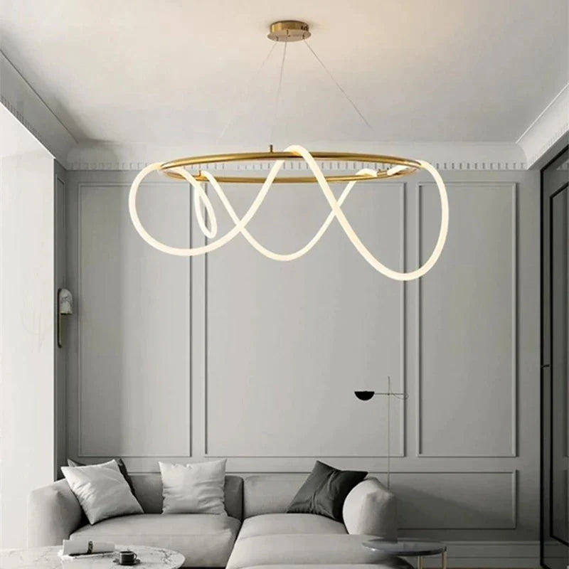 DecorBites™ Circle Note Linear Light: Modern Minimalist Nordic Pendant Lamp for Bedroom, Living Room