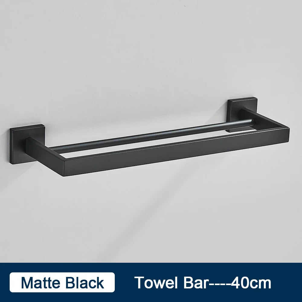 Toallero DecorBites™ negro de 40 cm, acero inoxidable SUS304, moderno, dorado, para montaje en pared