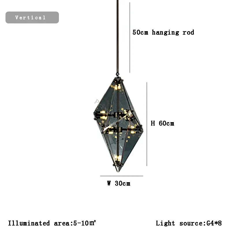 DecorBites™ Angular Diamond Glass Chandelier Ceiling Light for Home Decor