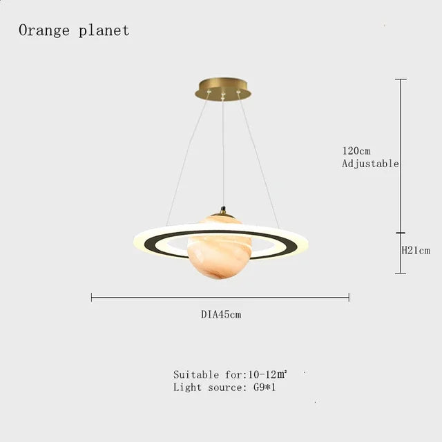DecorBites™ Children's Planet Earth Pendant Lamp: Acrylic Space Star Theme LED Hanging Light