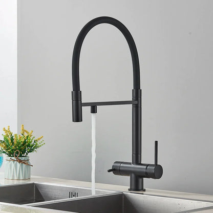 Grifo de filtro de agua de doble salida Decorbites™ para agua potable pura con función de rotación