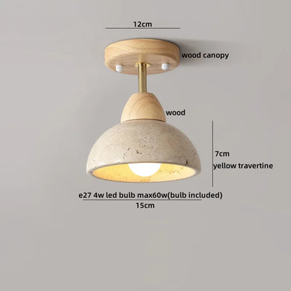DecorBites™ LED Ceiling Light with Wood Base and White Glass Shade