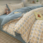 Decobites Plaid Queen Size 4Pcs Duvet Cover Set: Skin-Friendly Bedding for King, Single, Double Bed