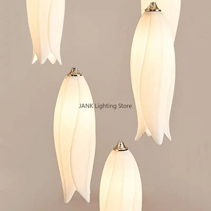 DecorBites™ Elegant Tulip Staircase Chandelier: Luxury Decor Hanging LED Lamp for Lobby, Restaurant, Hotel.