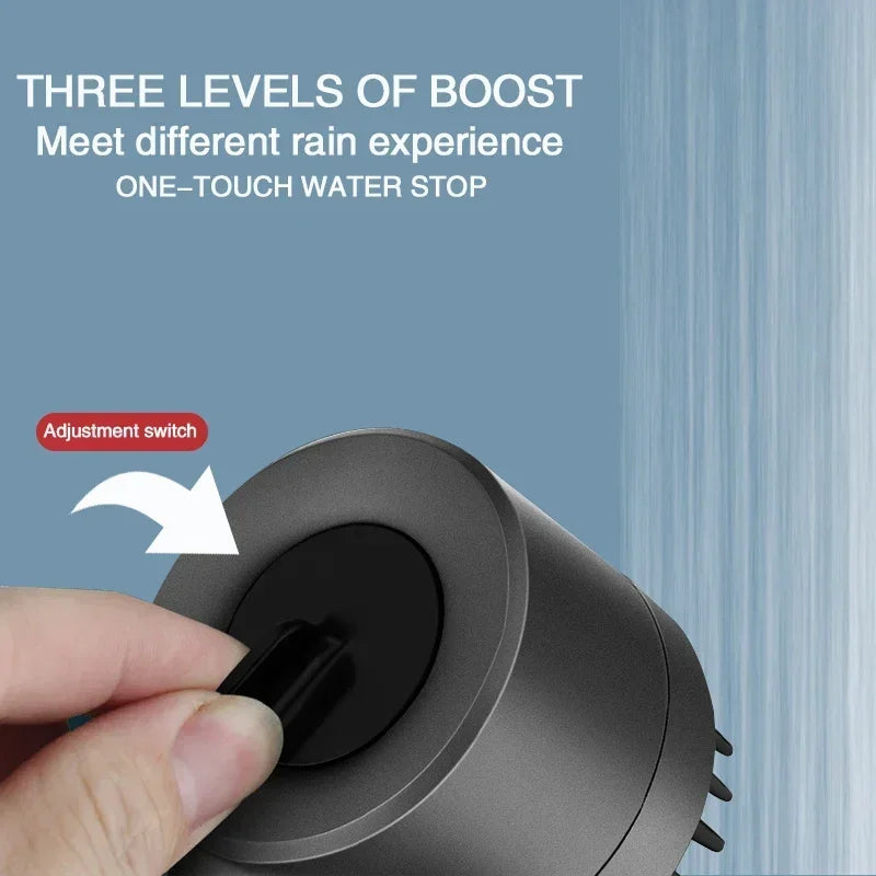 Black Rainfall Shower Head Three-Mode Filter