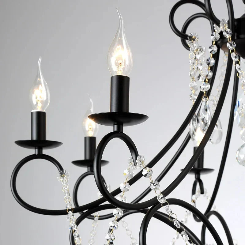 DecorBites™ Iron Crystal Chandelier: Modern Luxury Industrial Style for Home Living/Dining Room