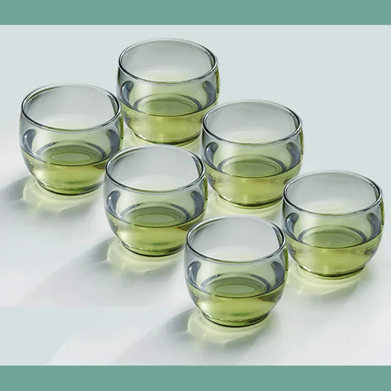 DecorBites™ Glass Tea Cup Set for Chinese Kung Fu Tea, Heat Resistant & Thicken Glass