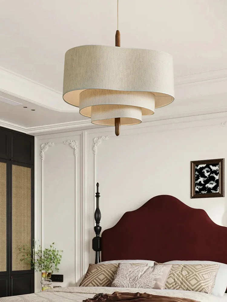 Decorbites™ Lámpara colgante de tela japonesa estilo retro para sala de estar, dormitorio, restaurante, hotel