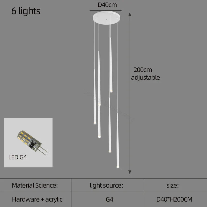 Lámpara de araña cónica DecorBites™ para escaleras, estilo moderno y sencillo, ideal para villas, restaurantes, cocinas, dormitorios y bares.