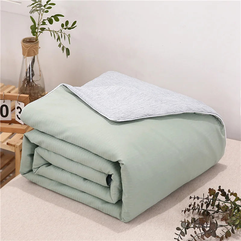 Decobites Pure Cotton Tribute Satin Quilt: Spring-Summer Cool Comforter Blanket for Bed