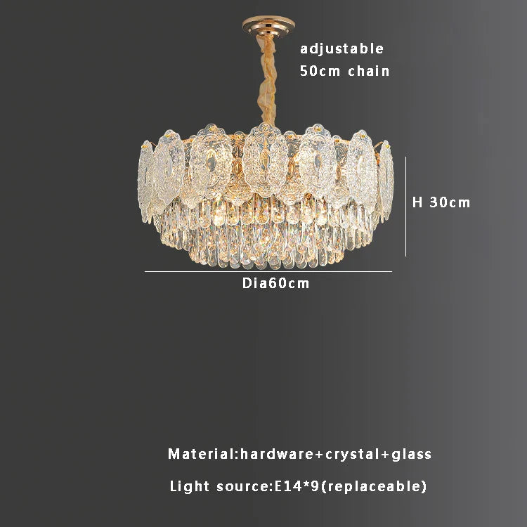 Lámpara de mesa de comedor de cristal dorado Decorbites™ | Luces de colgante de cristal redondo moderno