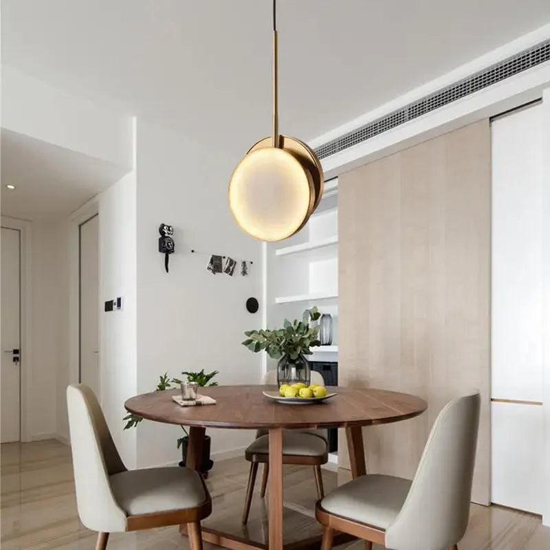 DecorBites™ Golden Marble LED Pendant Light: Luxe Nordic Minimalist Decor for Living & Dining Rooms