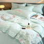 Decobites Luxury Flowers Embroidery Bedding Set: Duvet Cover, Sheet, Pillowcases