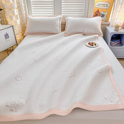 DecorBites™ Ice Bean Cooling Feel Mat Set - Jacquard Cushion, Washable, Breathable Mattress
