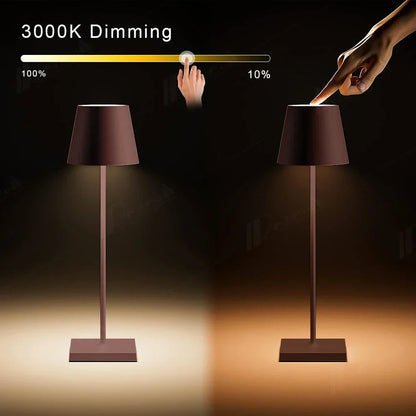 Lámpara de mesa recargable DecorBites™ Crystal LED: elegante lámpara inalámbrica para hoteles, restaurantes y bares.