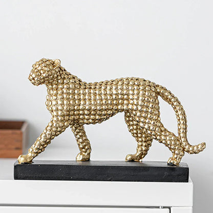 DecorBites™ Golden Leopard Resin Figurines for Interior Decor