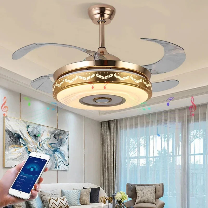 DecorBites™ 42" Gold Bluetooth Ceiling Fan Light with Remote & RGB Color Control