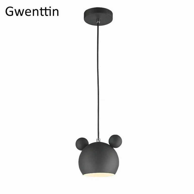 DecorBites™ Cartoon Mouse Pendant Light: Nordic Iron Hanging Lamp for Children's Room, LED Lighting Fixtures