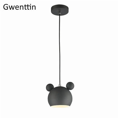DecorBites™ Cartoon Mouse Pendant Light: Nordic Iron Hanging Lamp for Children's Room, LED Lighting Fixtures