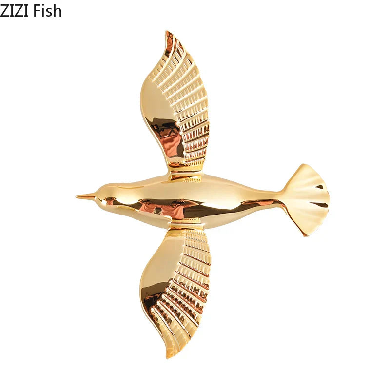 DecorBites™ Gold/Silver Pigeon Wall Ornaments - Dove Statue for Living Room Aesthetics