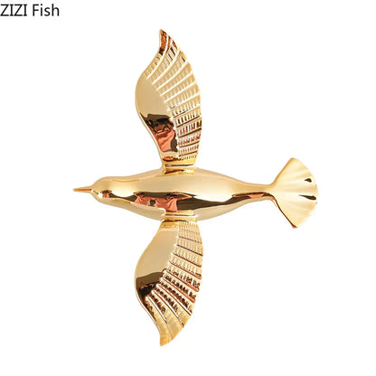 DecorBites™ Gold/Silver Pigeon Wall Ornaments - Dove Statue for Living Room Aesthetics