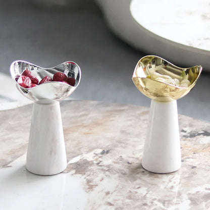 DecorBites™ Golden Tray Dessert Bowl Fruit Snack Plate Home Decor Storage Container