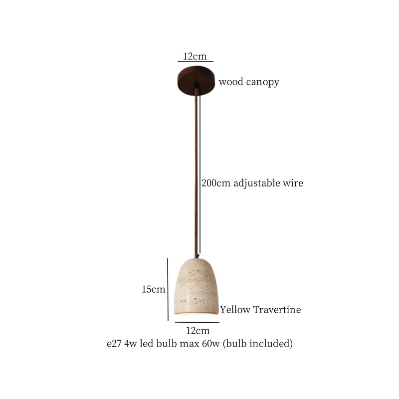Decorbites™ Japanisches Vintage-LED-Pendant-Licht, Gelber Travertin Wabi-Sabi Hängelampe