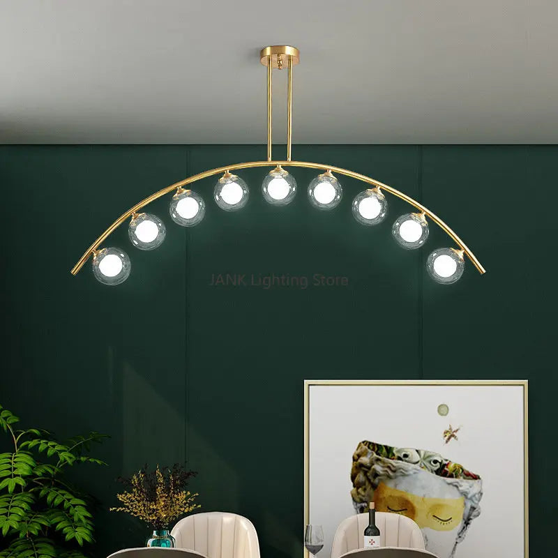 DecorBites™ Gold Glass Ball LED Chandelier for Modern Minimal Decor in Kitchen, Bedroom