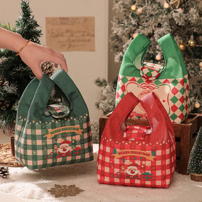 DecorBites™ Christmas Apple Handheld Sail Bag Short Plush Gift Bag for Friends and Colleagues