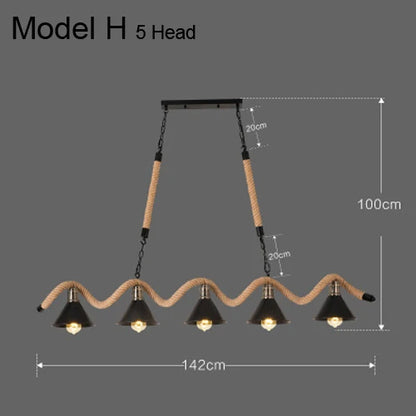 DecorBites™ Industrial Hemp Rope Pendant Light Chandelier LED for Home Restaurant Kitchen