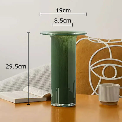 DecorBites™ Jade Trumpet Glass Vase Hydroponics Flower Pot Desk Decoration