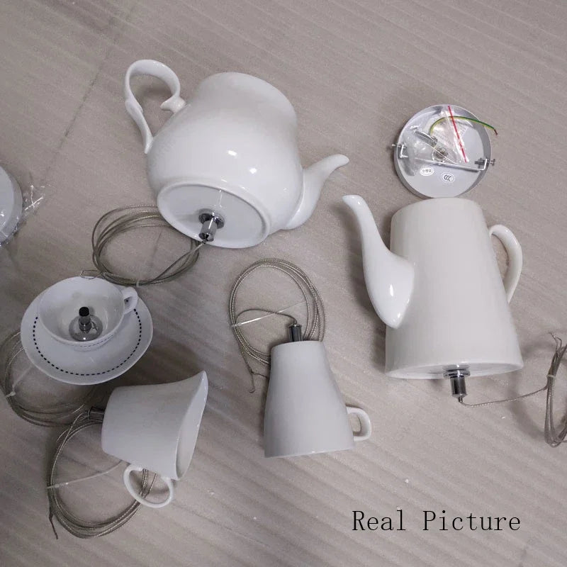 DecorBites™ Ceramic LED Pendant Lights: Nordic Teapot Design for Modern Living and Kitchen.