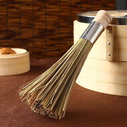 DecorBites™ Bamboo Kitchen Pot Brush with Long Handle for Green Cleaning