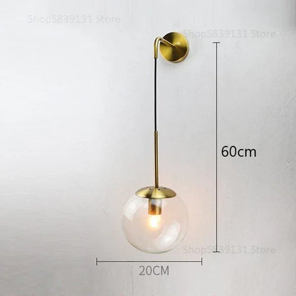 DecorBites™ Glass Ball Wall Lamp: Nordic Modern LED Lighting for Living Room, Bedroom, and Corridor