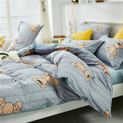 DecorBites™ Cartoon Printed Bedding Set: Bed Sheet, Duvet Cover, Pillowcases