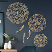 Gold Coral Fish Wall Decor