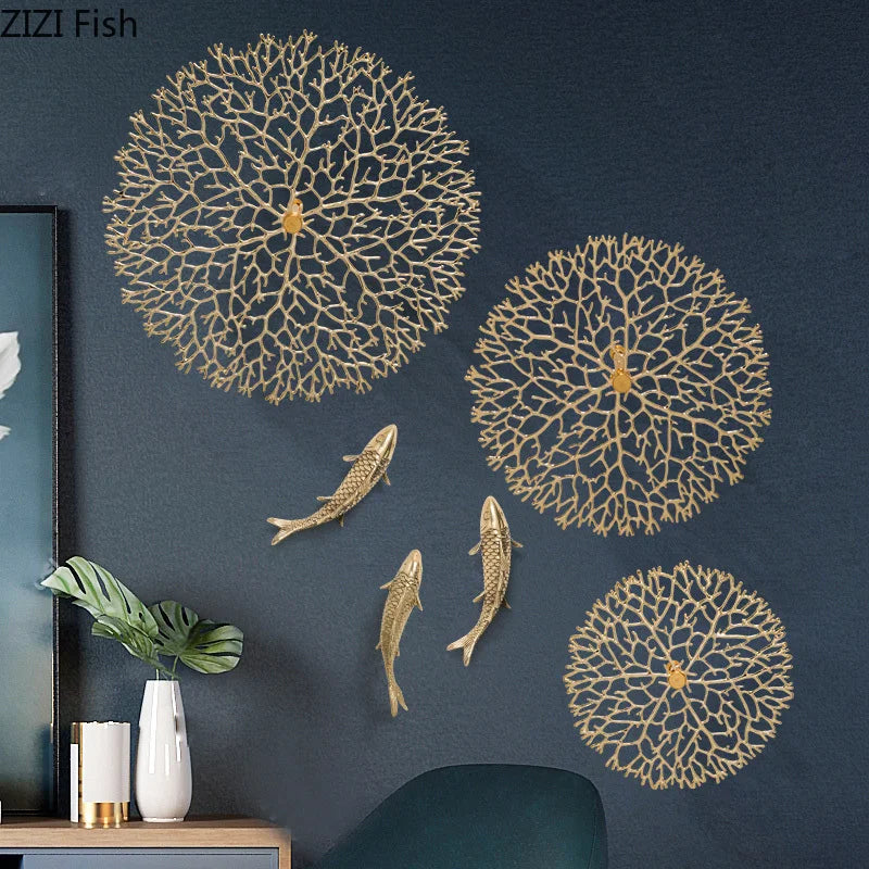 Gold Coral Fish Wall Decor