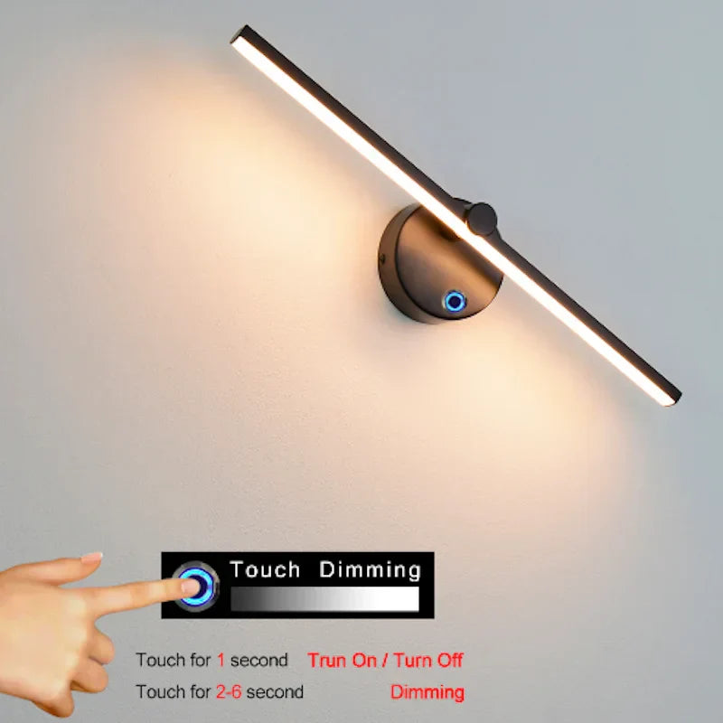 Lámpara de pared de vanidad LED lineal Decorbites™ de 41 cm con interruptor y rotación de 300°