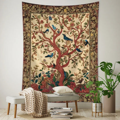 Decobites Flying Bird Tree of Life Tapestry Wall Hanging: Bohemian Abstract Hippie Decor