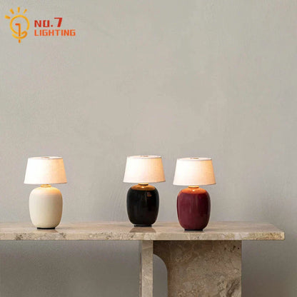 DecorBites™ Black/White/Red Ceramics Table Lamp, Touch Switch USB Charging, Atmosphere Desk Light